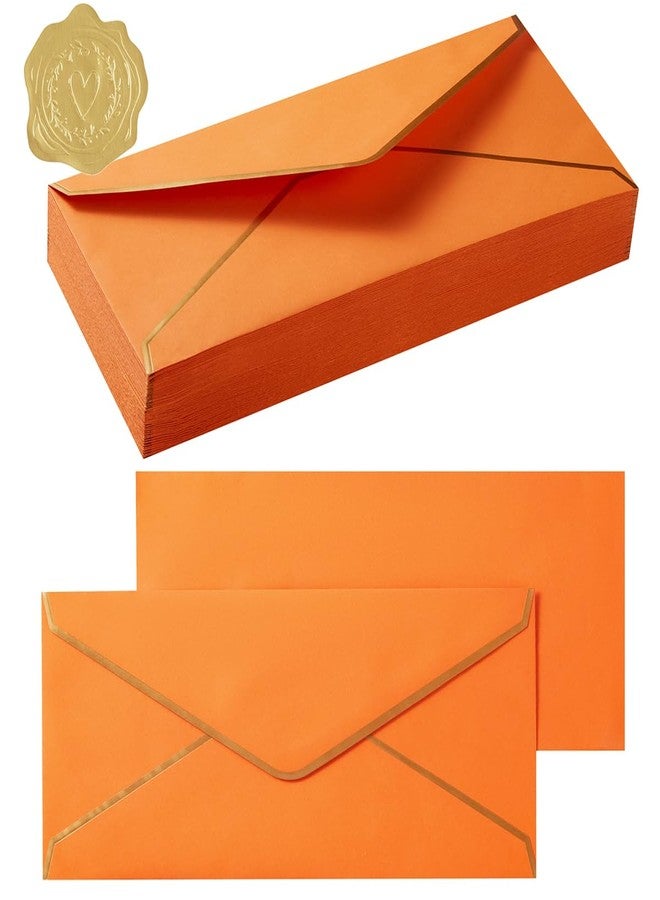 Topeen 100 Pack #10 Business Envelopes with Gold Border, Self Seal Standard Envelopes with Gold Stickers for Office, Checks, Letter Mailing, Invoices, 4 1/8 x 9 1/2 Inches (Black) - Image 1
